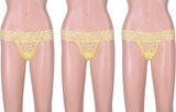 WOMEN SEXY THONGS YELLOW(Pack of 3)